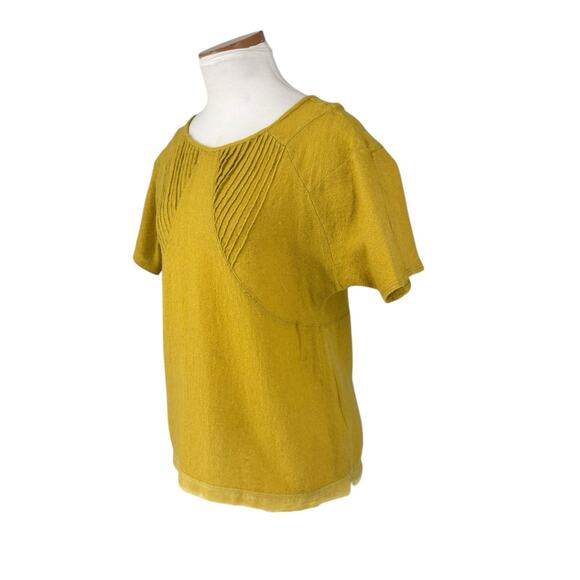 Lerario Beatriz 100% Wool Dolman Sleeve Top Chartreuse Size 10 Lagenlook Modern - Picture 2 of 10